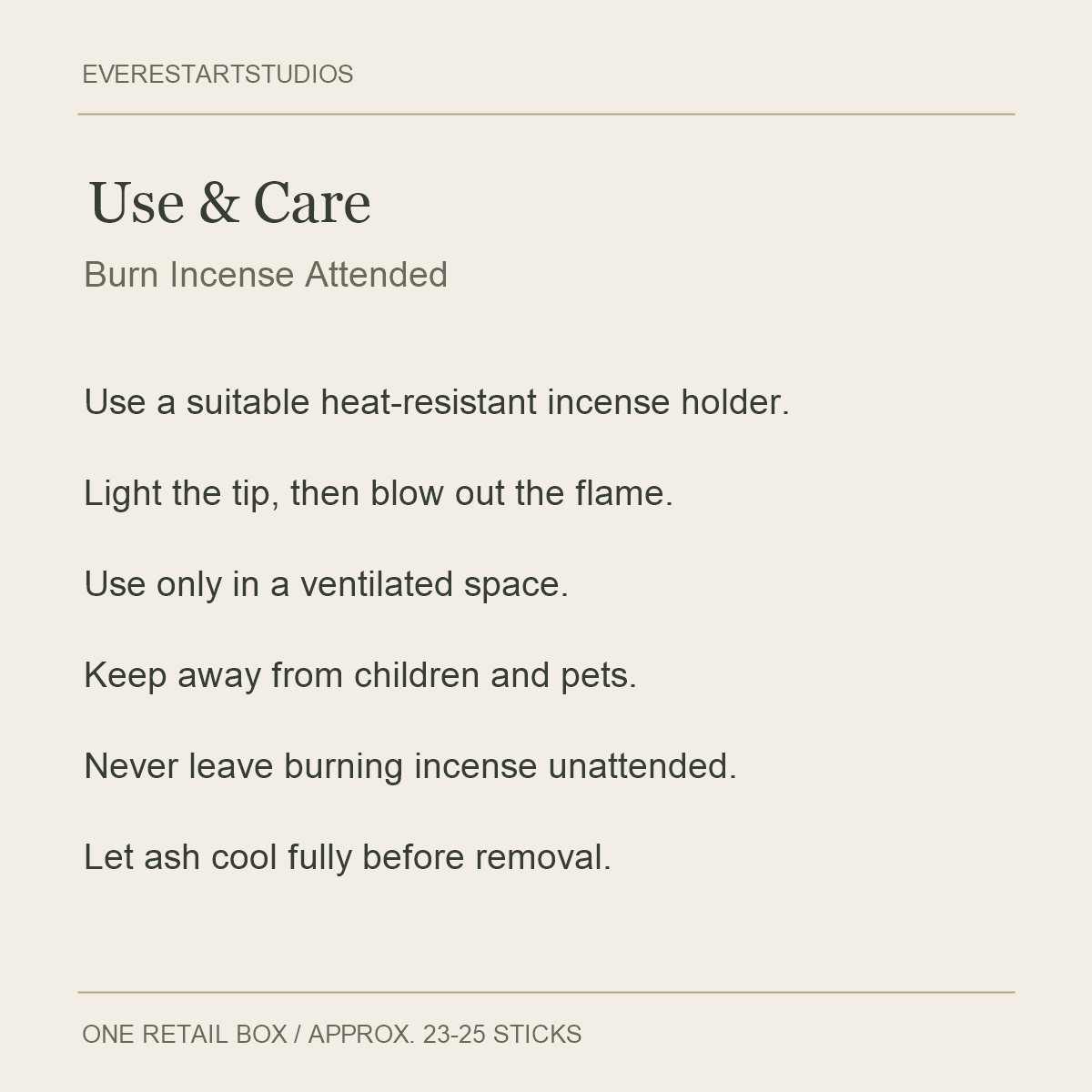 Agar 31 Incense Sticks — 23–25 Sticks — Use & Care