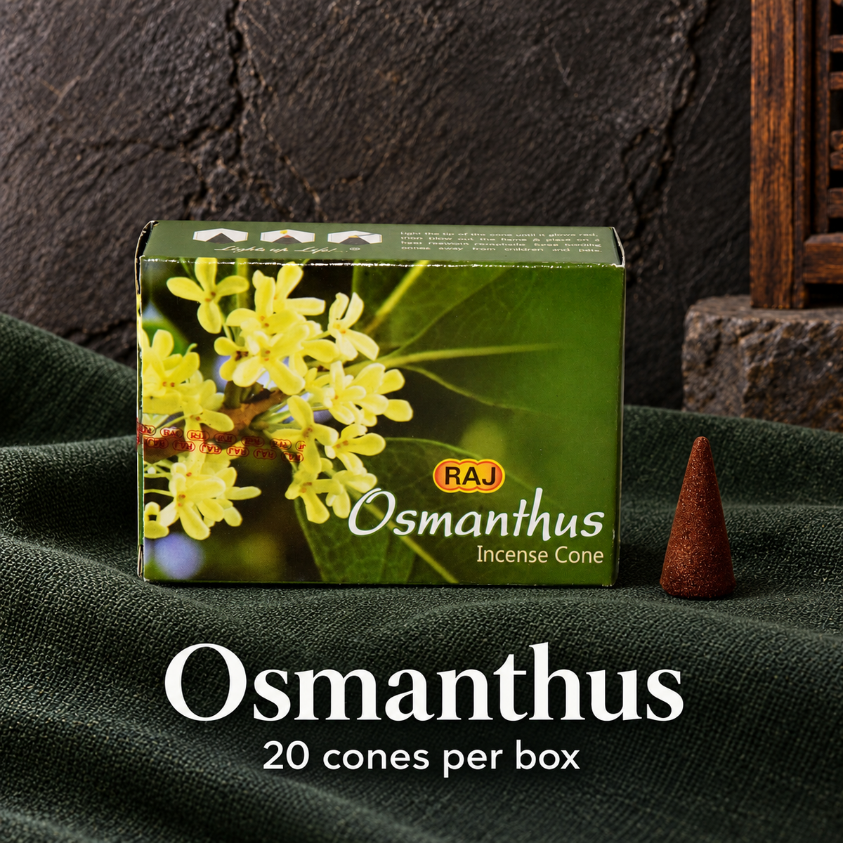 Osmanthus — 20 cones — original RAJ cone incense packaging