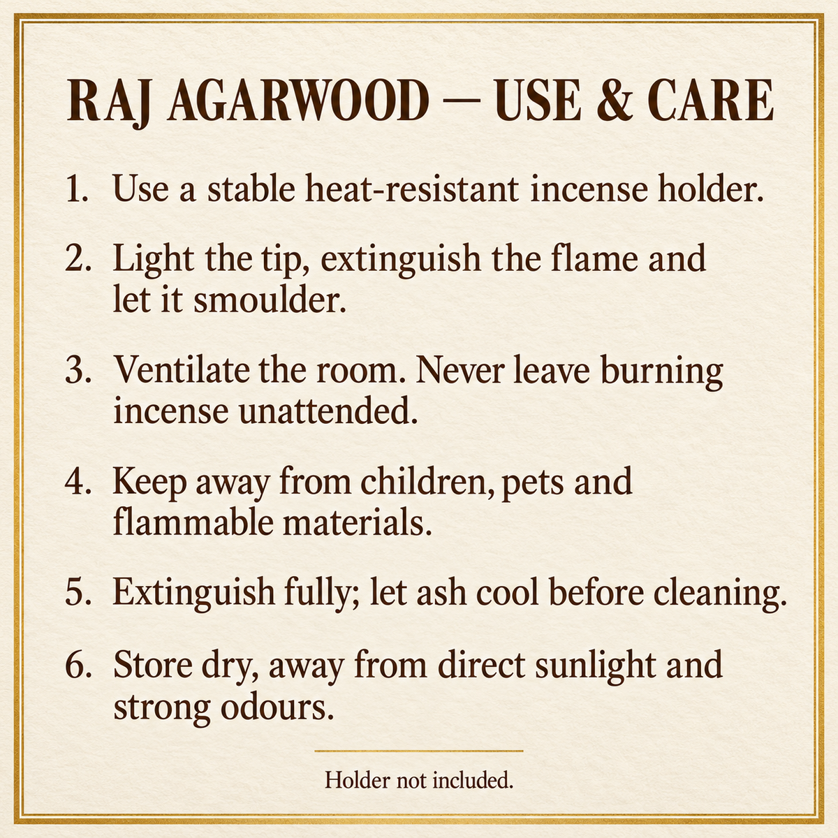 TB19184435422 | RAJ Agarwood use and care | 