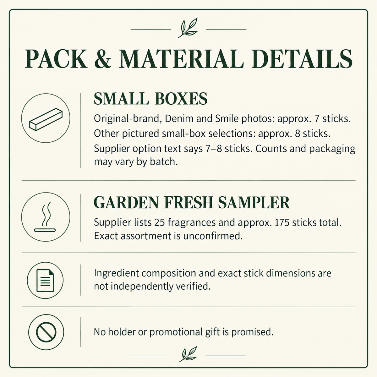 PACK & MATERIAL DETAILS