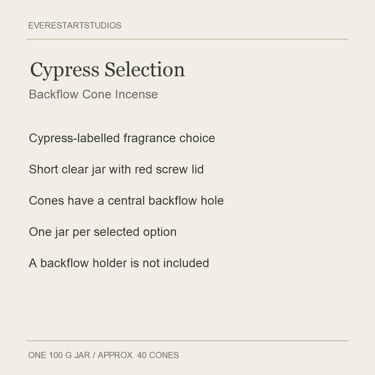Cypress Backflow Incense Cones — Cypress Selection