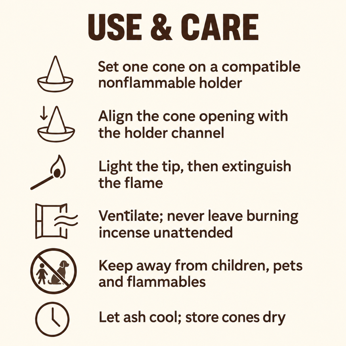 Backflow Incense Cones — Seven Fragrances, 45 per Container | care