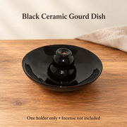 Black Ceramic Gourd Backflow Incense Dish — 8 cm Holder | variant-01