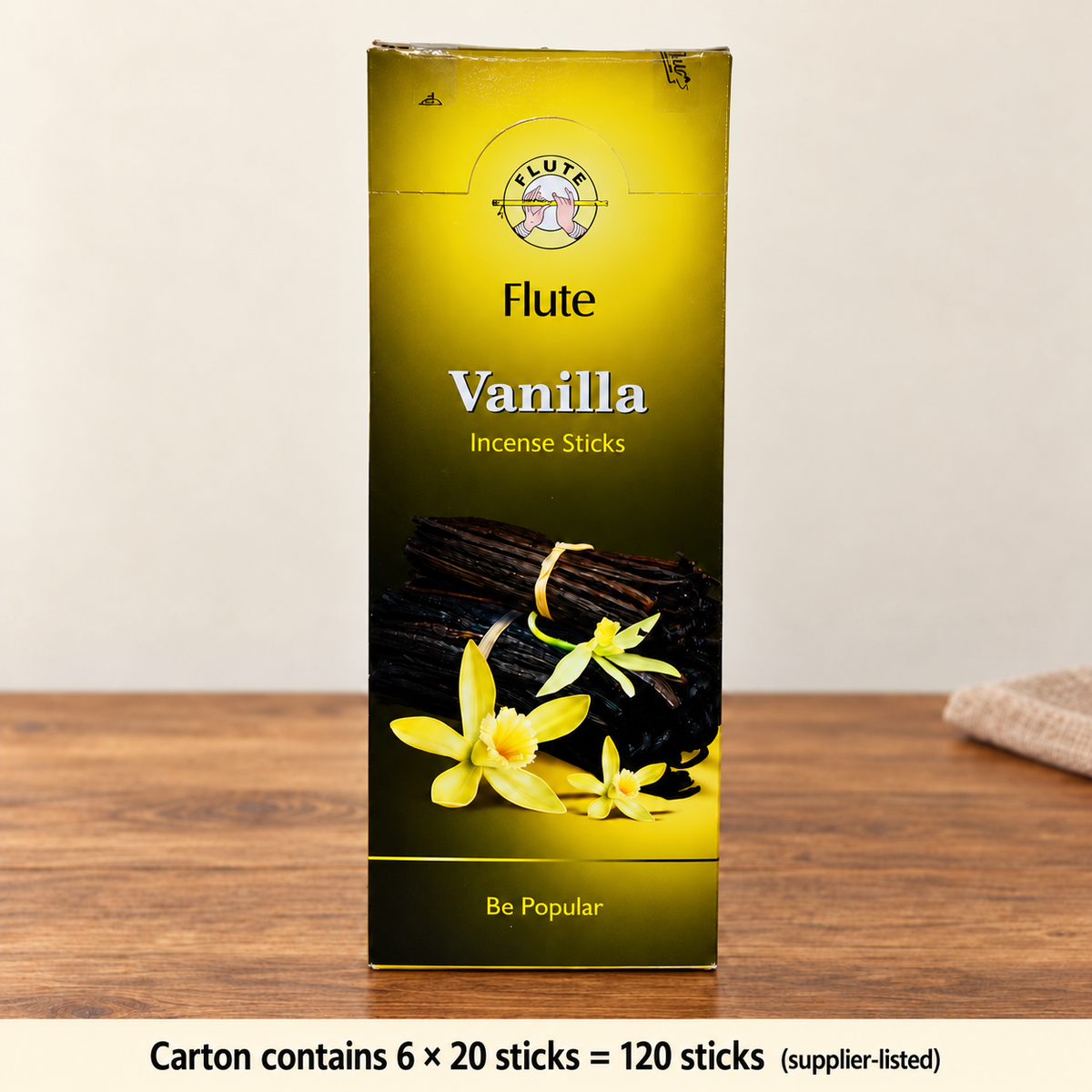 Flute Vanilla Incense Sticks — Six-Box Carton, 120 Sticks | product-02