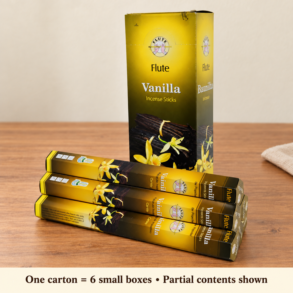 Flute Vanilla Incense Sticks — Six-Box Carton, 120 Sticks | product-03