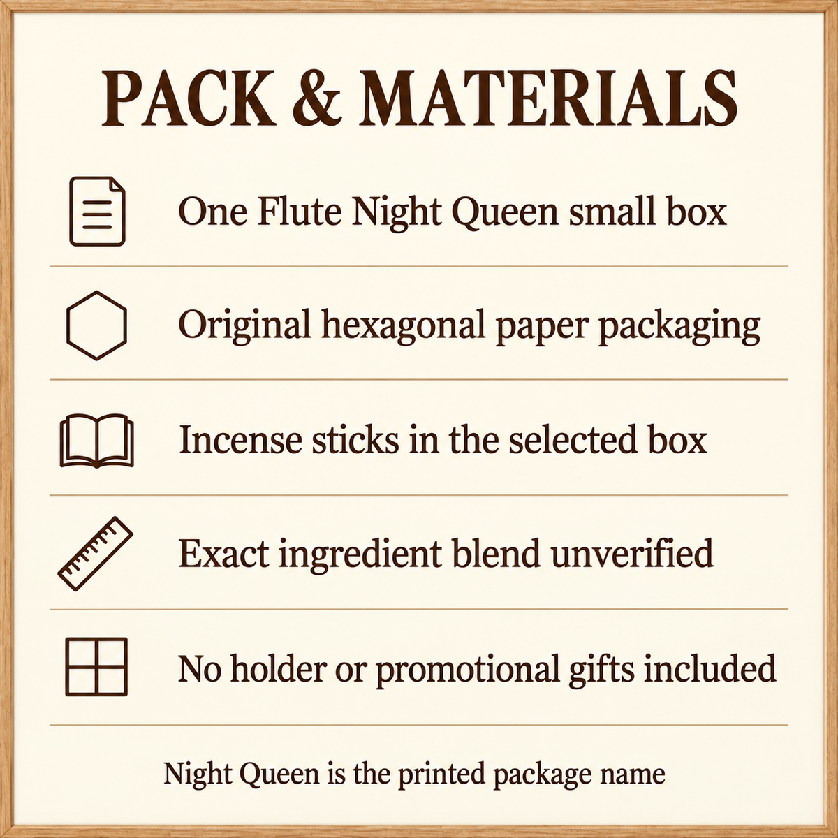 Flute Night Queen Incense — Small Box, 20 Sticks | pack