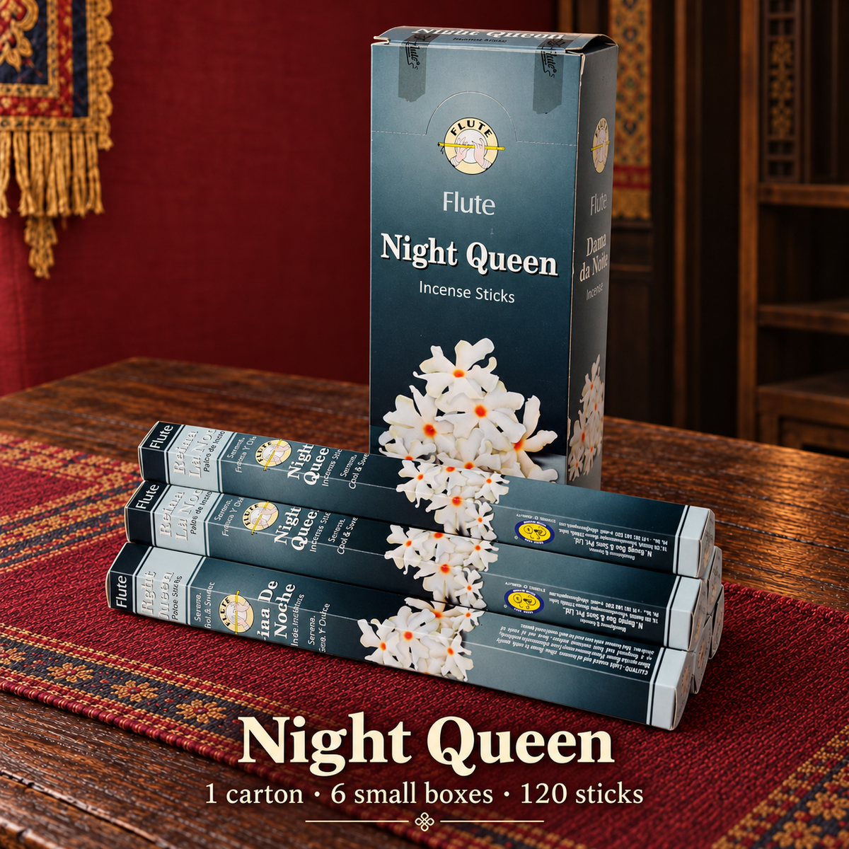 Flute Night Queen — carton of 6 small boxes / 120 sticks