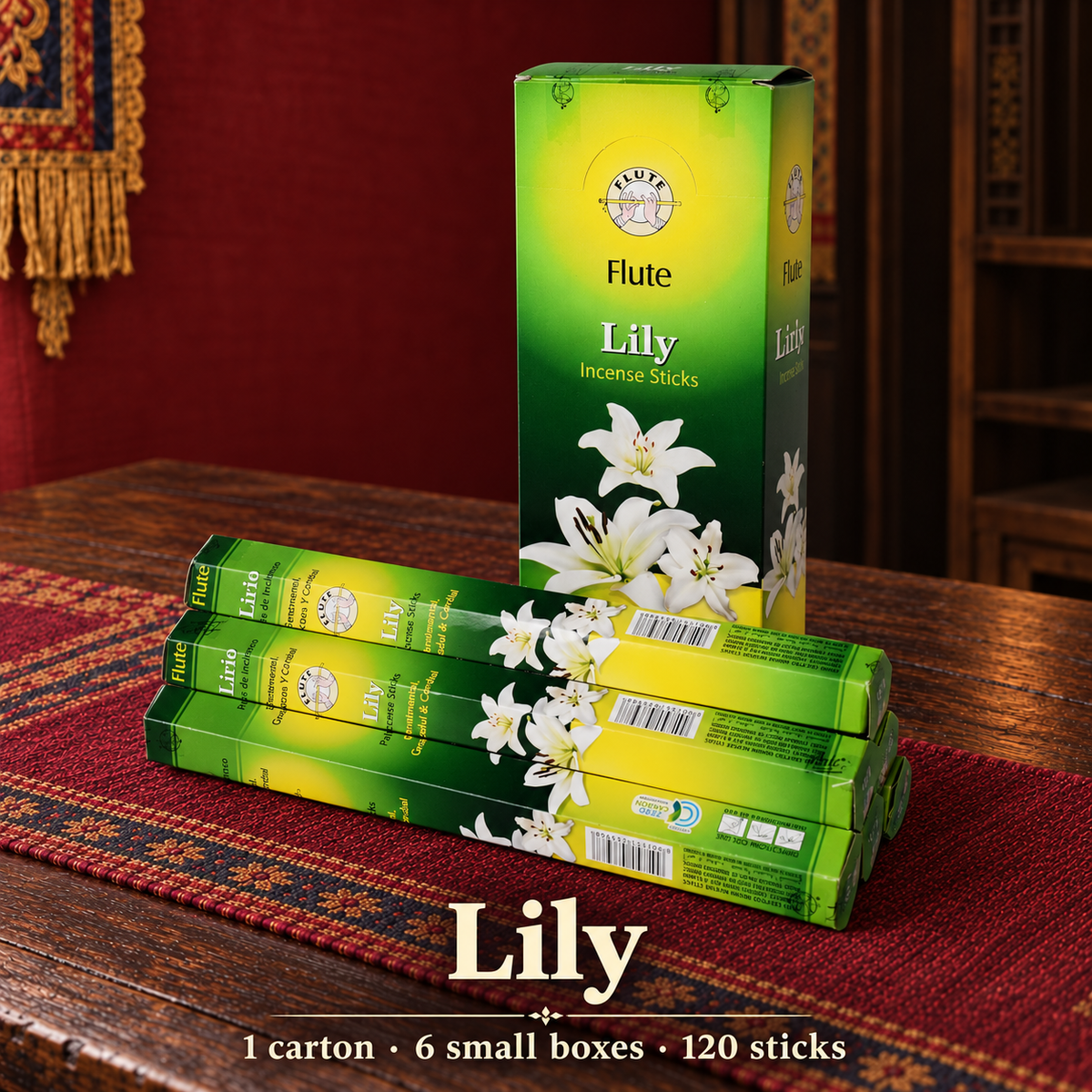 Flute Lily — carton of 6 small boxes / 120 sticks