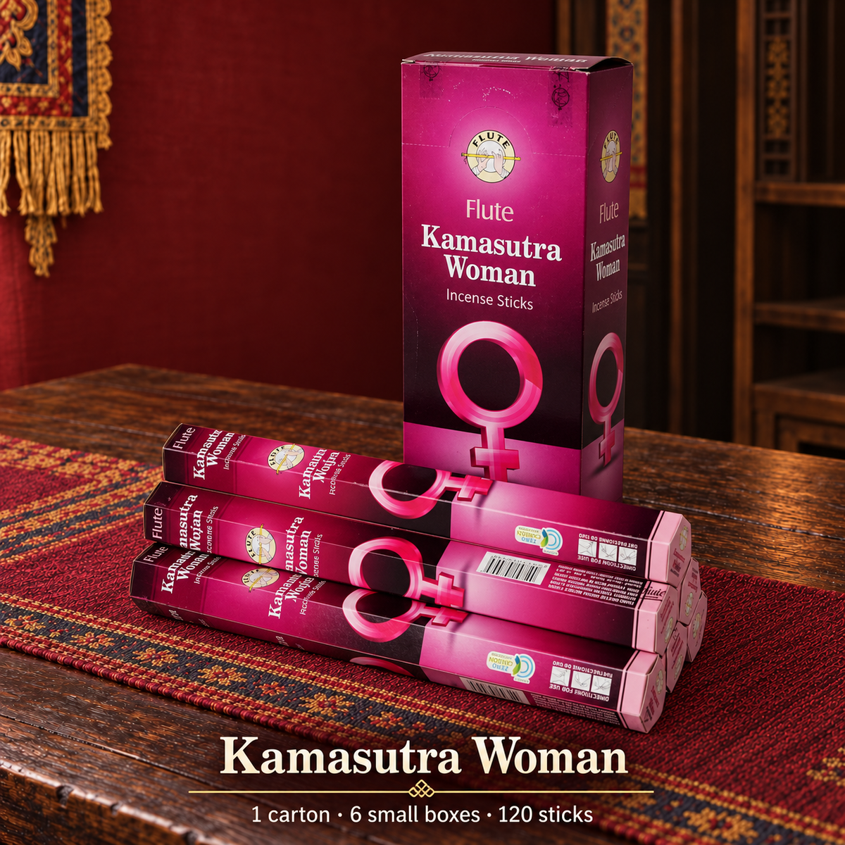 Flute Kamasutra Woman — carton of 6 small boxes / 120 sticks