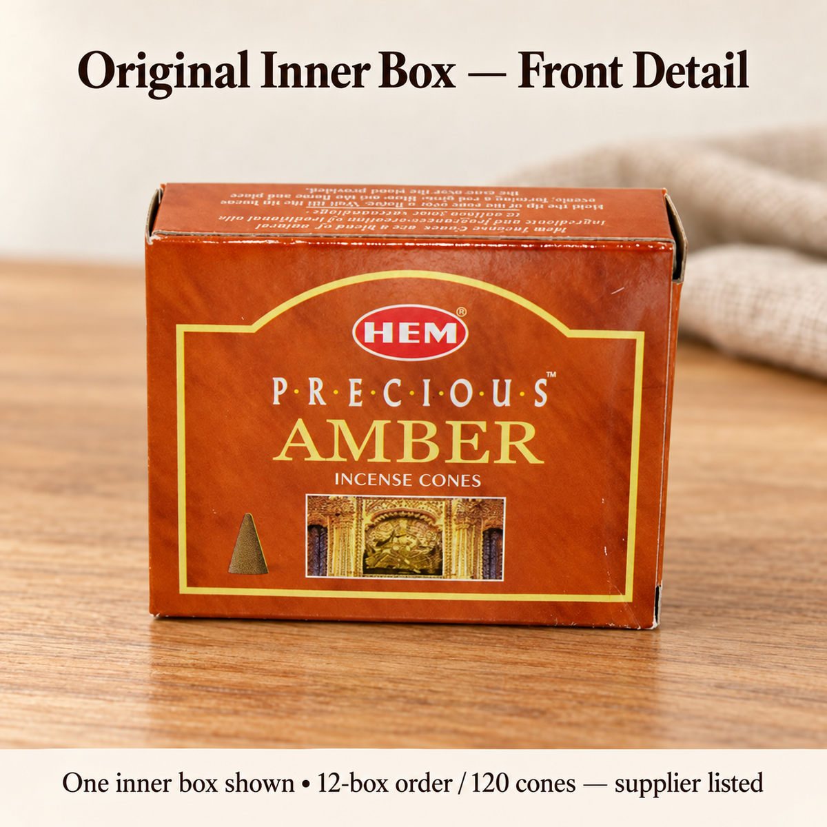 Original orange and gold inner box front detail