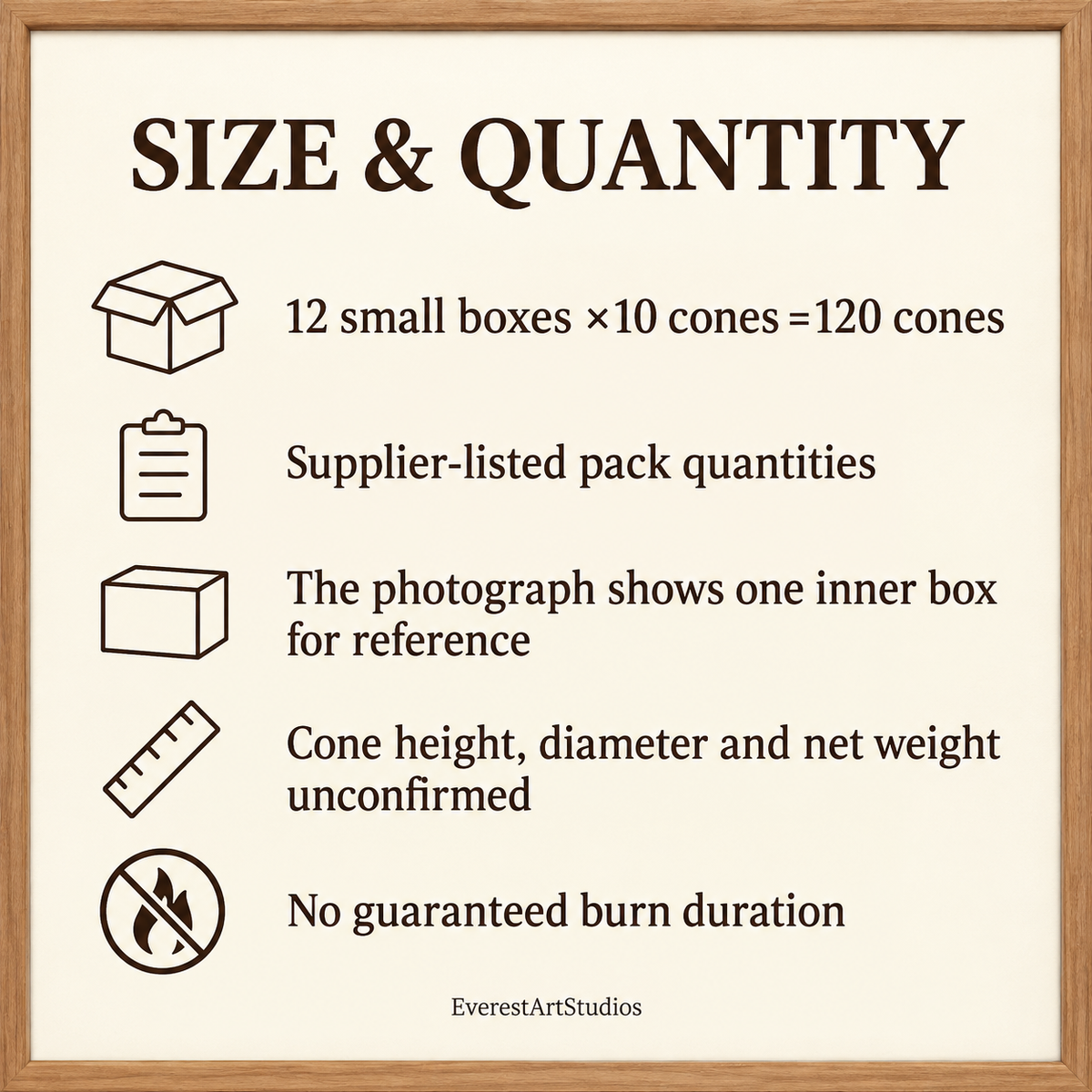 HEM Precious Amber Incense Cones — 12 Small Boxes, 120 Cones | size