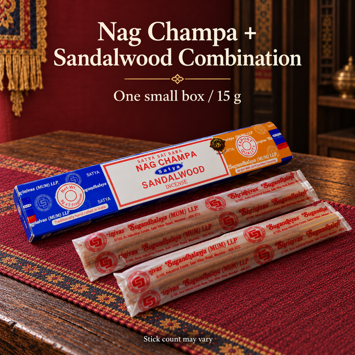 TB542962962241-32 | Nag Champa + Sandalwood Combination | one small 15 g box