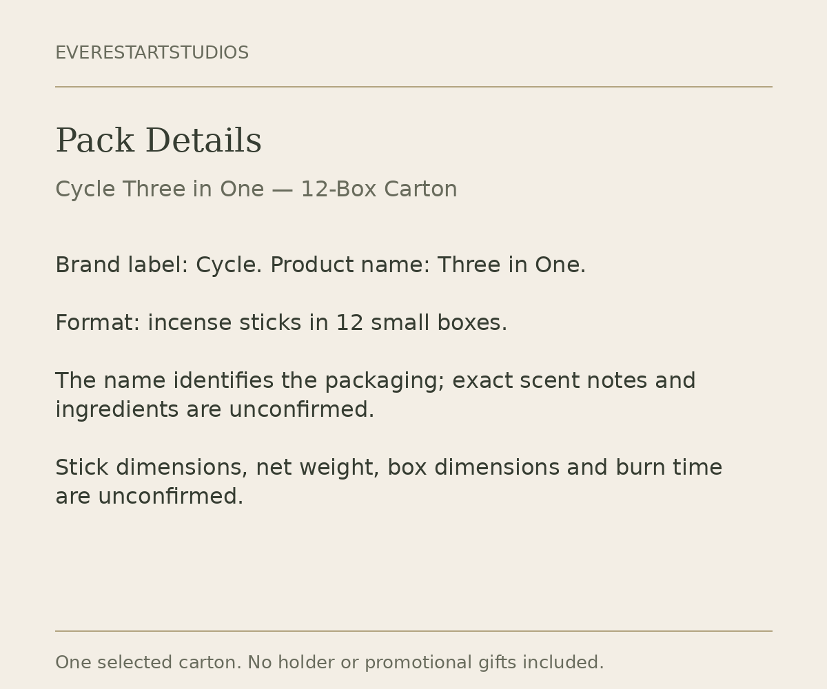 Cycle Three in One 12-boxcarton specifications information