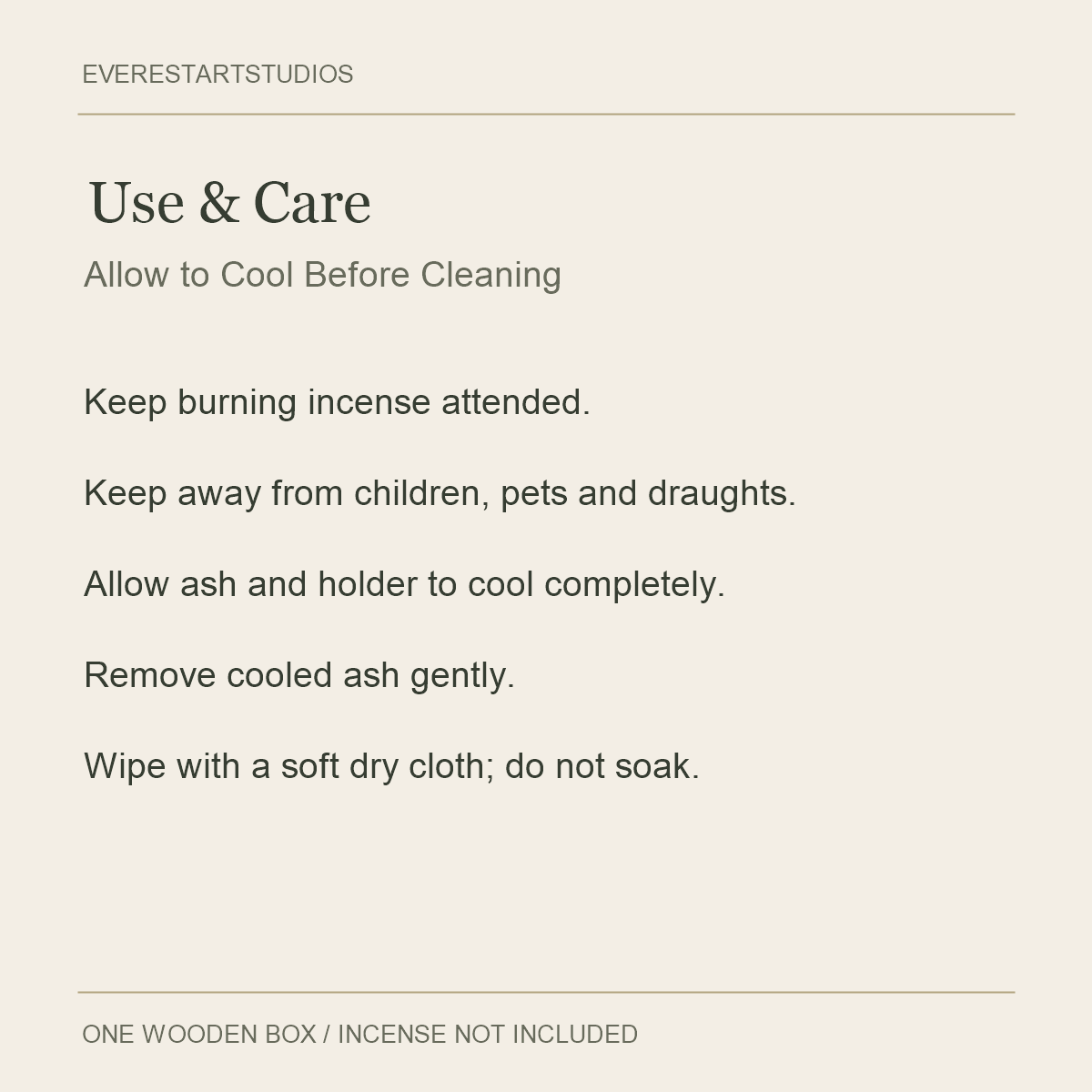 Wooden Incense Boxes — Two Designs — care