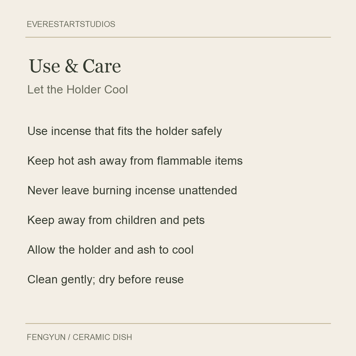 Fengyun Ceramic Incense Dish — Use & Care