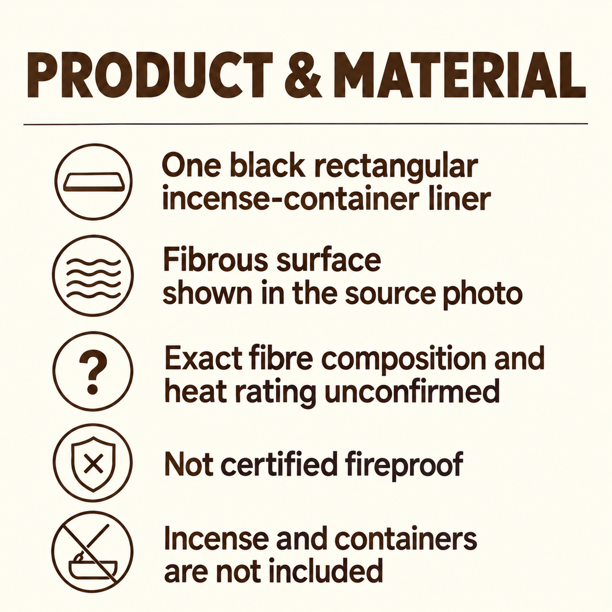 Rectangular Incense Liner Pad — 27 ×5.5 cm — pack