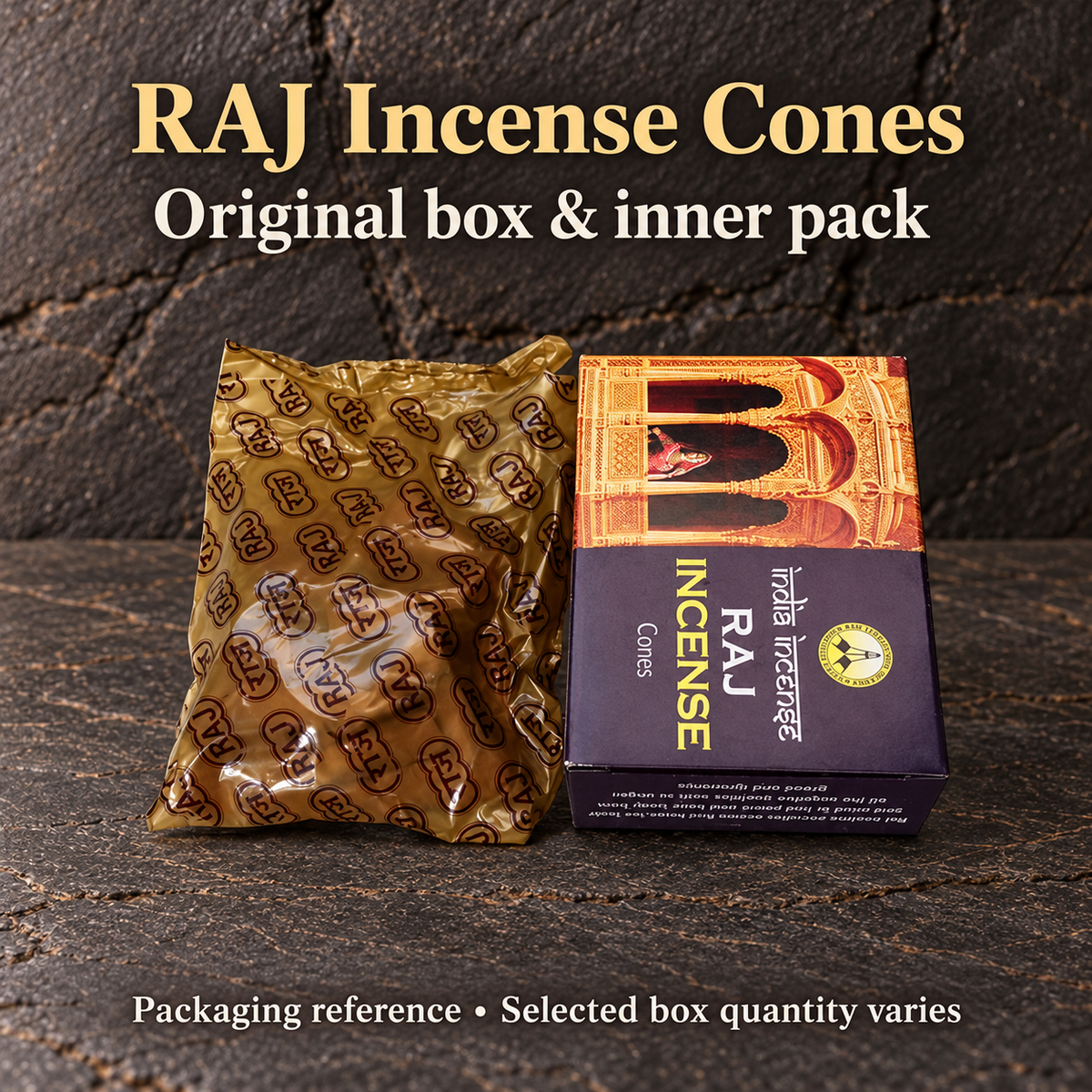 RAJ original box and inner bag packaging reference