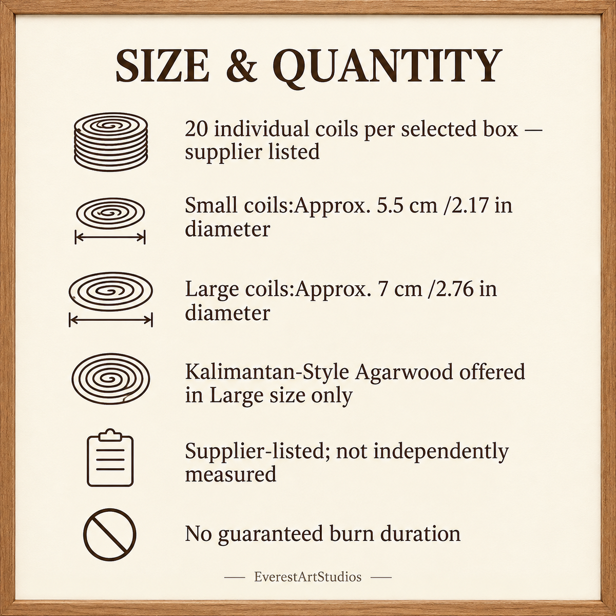 Coil Incense — Agarwood, Mugwort & Sandalwood, Small or Large 20-Coil Boxes | size