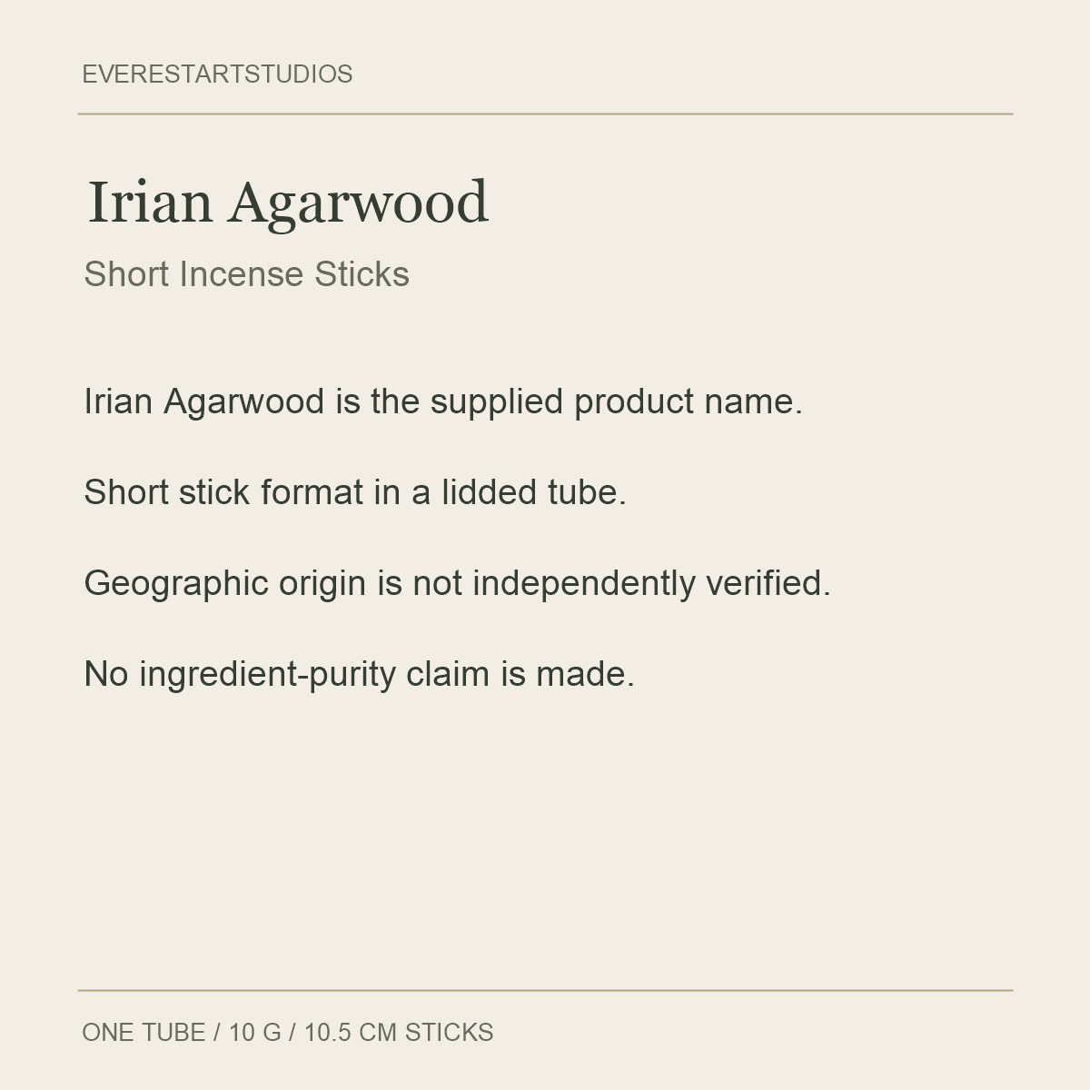 Irian Agarwood Incense Sticks — 10 g Short Tube — fragrance