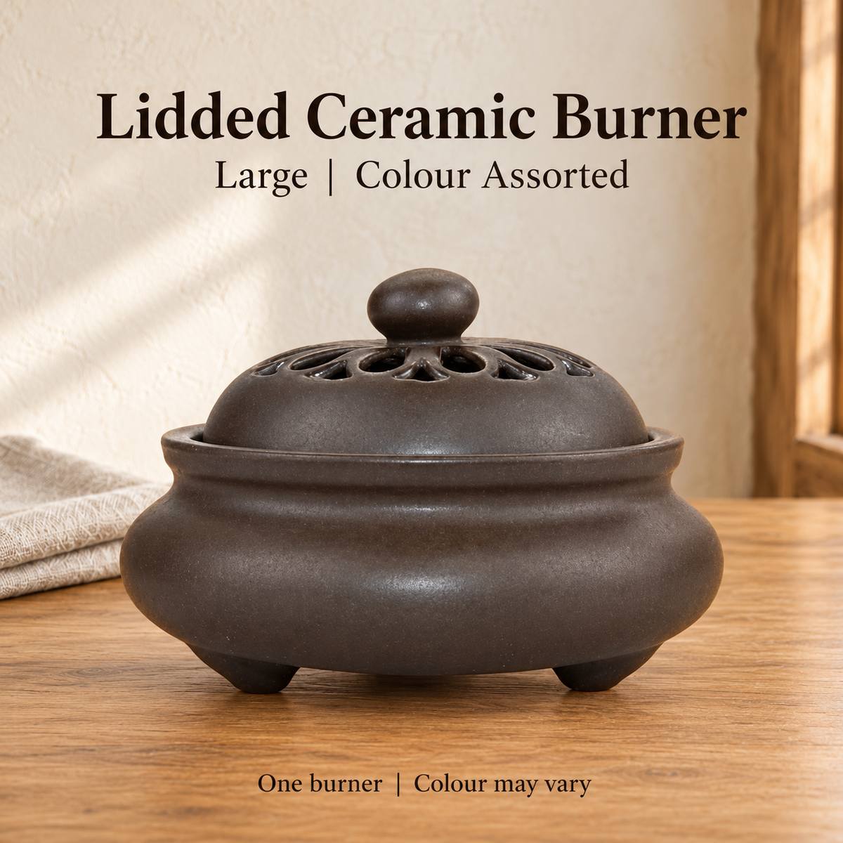 Lidded Ceramic Burner — One burner | Colour may vary
