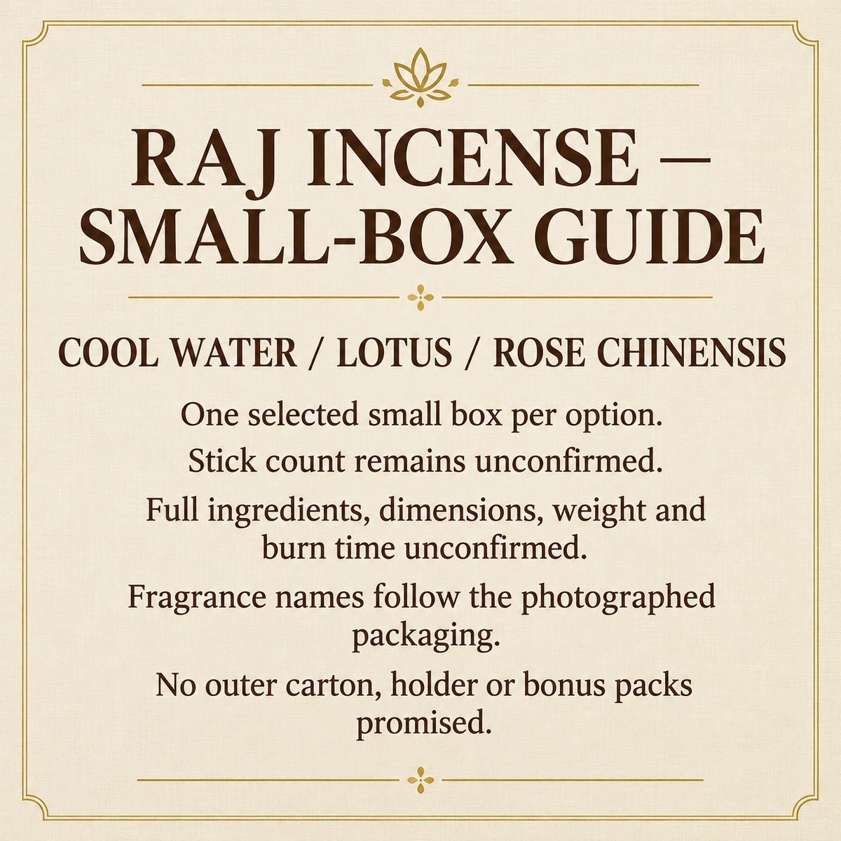 RAJ small-box pack guide