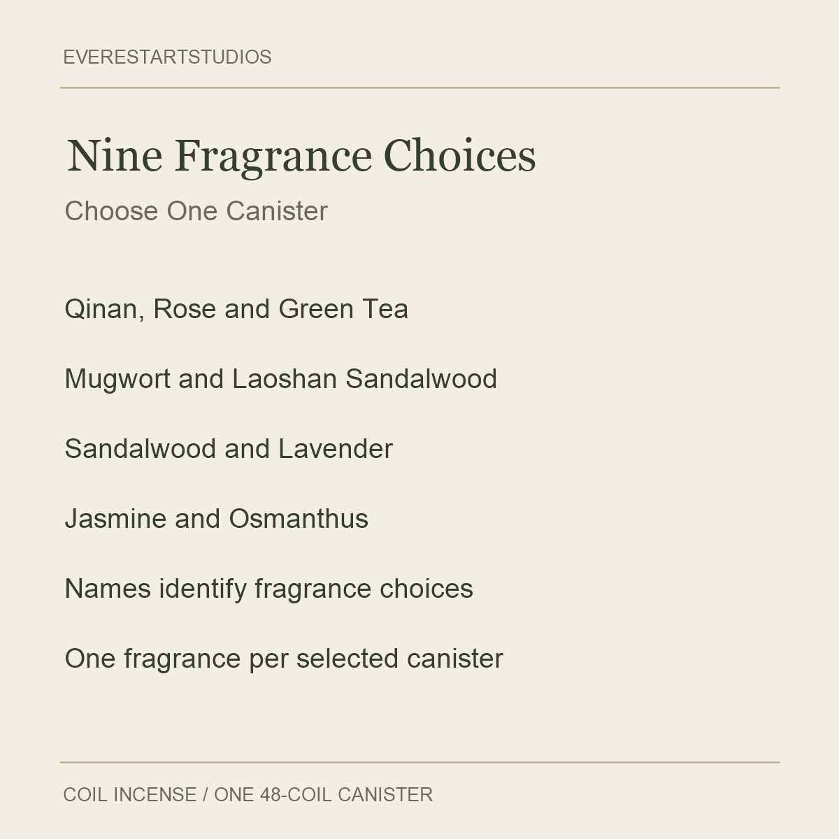 48-Coil Incense Fragrance Collection — Nine Fragrance Choices