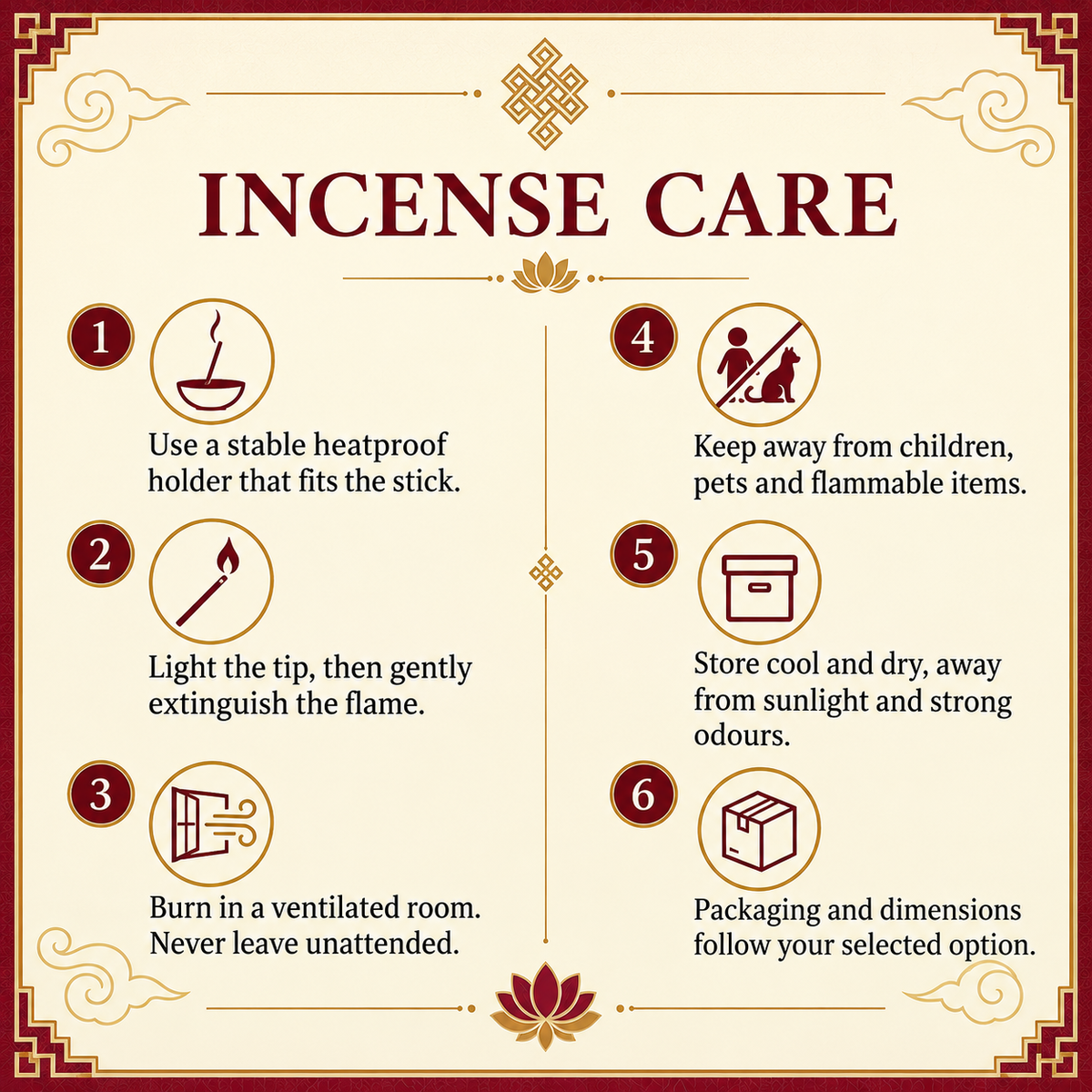 Bhutan incense Care information