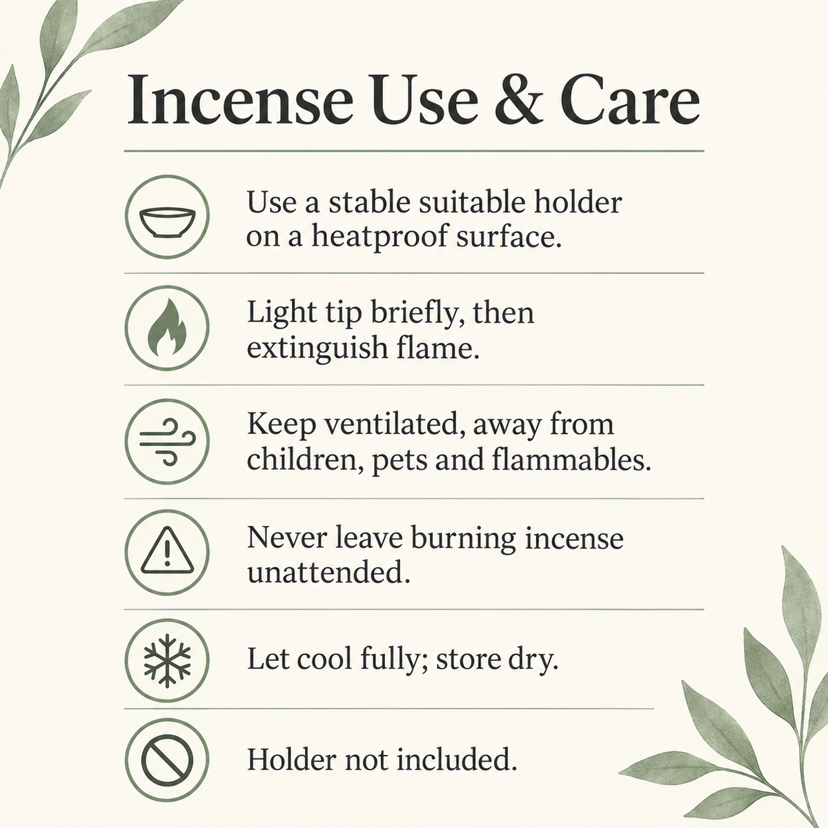 Tibetan incense Care information