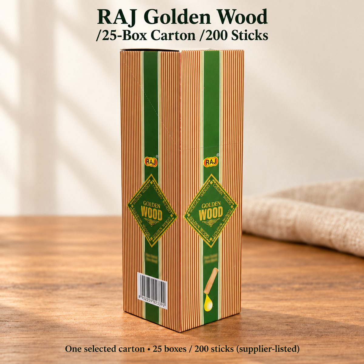 RAJ Incense Sticks — Golden Wood, Violet & Clove, 25-Box Cartons — product-04