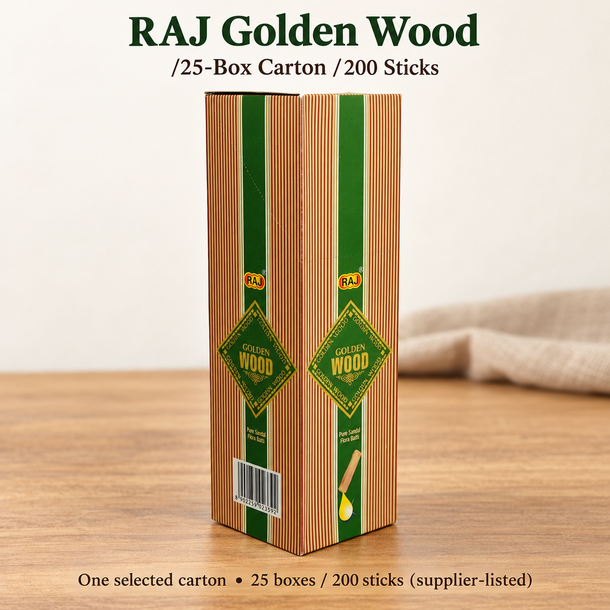 RAJ Incense Sticks — Golden Wood, Violet & Clove, 25-Box Cartons — variant-04