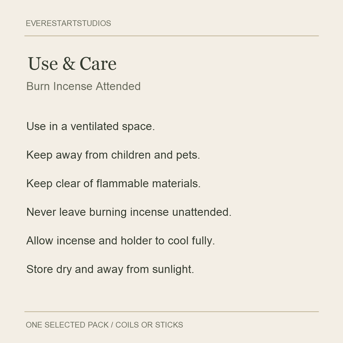 Sandalwood Incense — Coils & Stick Gift Box — care