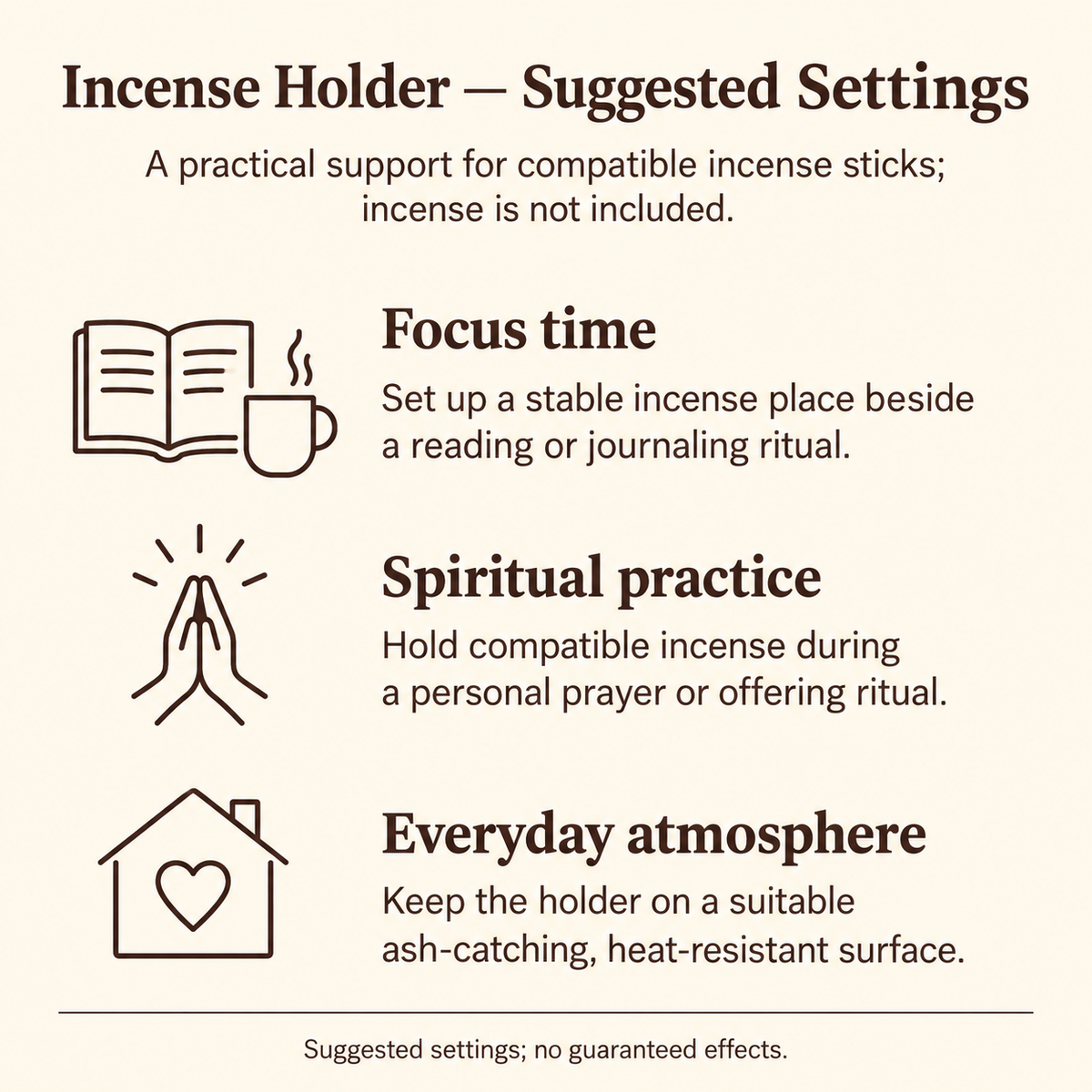 Mini holder function and focus, spiritual practice, everyday settings