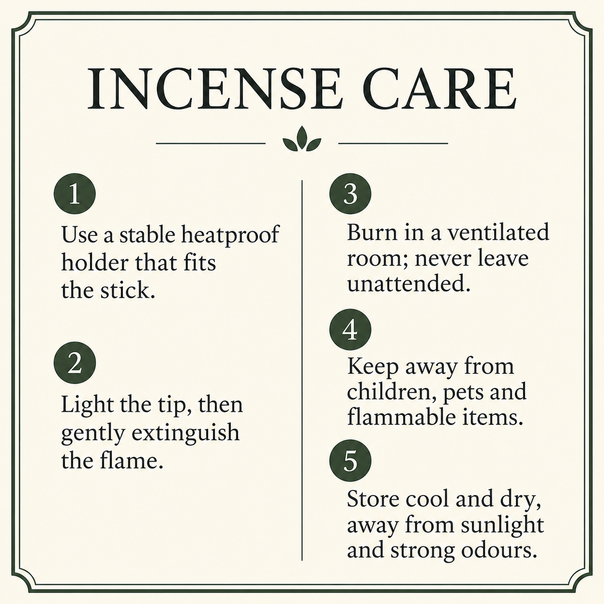 Deity incense Care reference