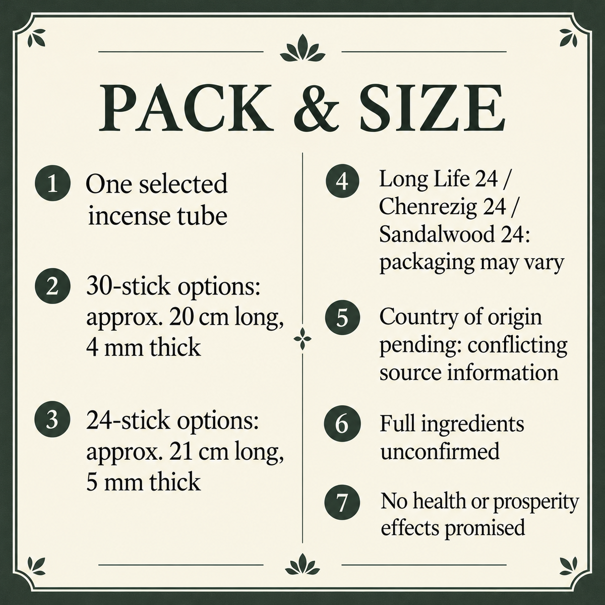 Deity incense Spec reference