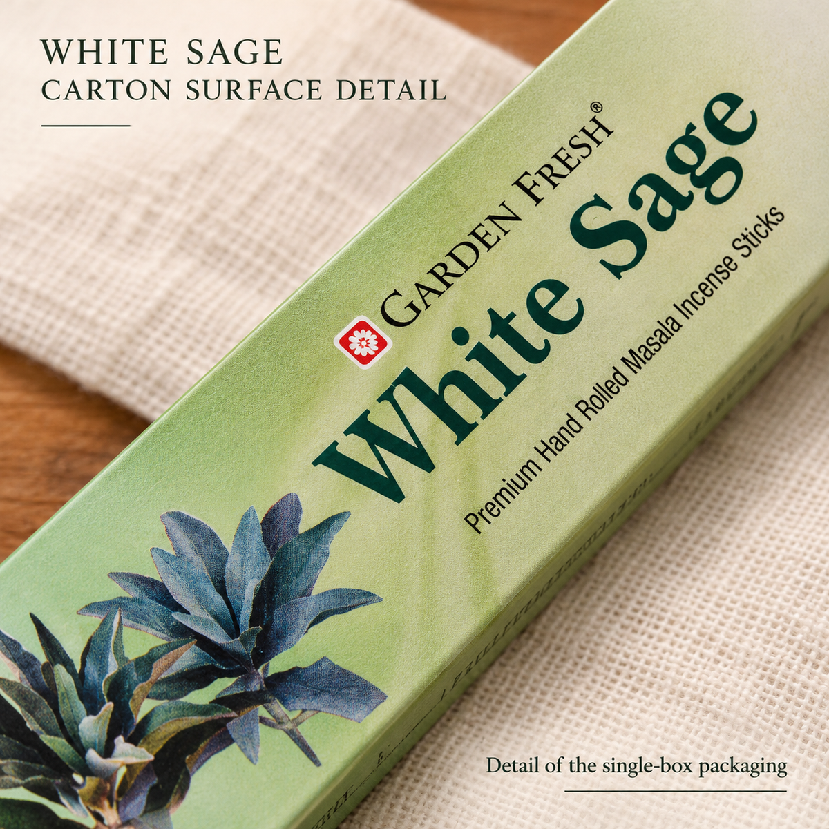 White Sage carton side detail