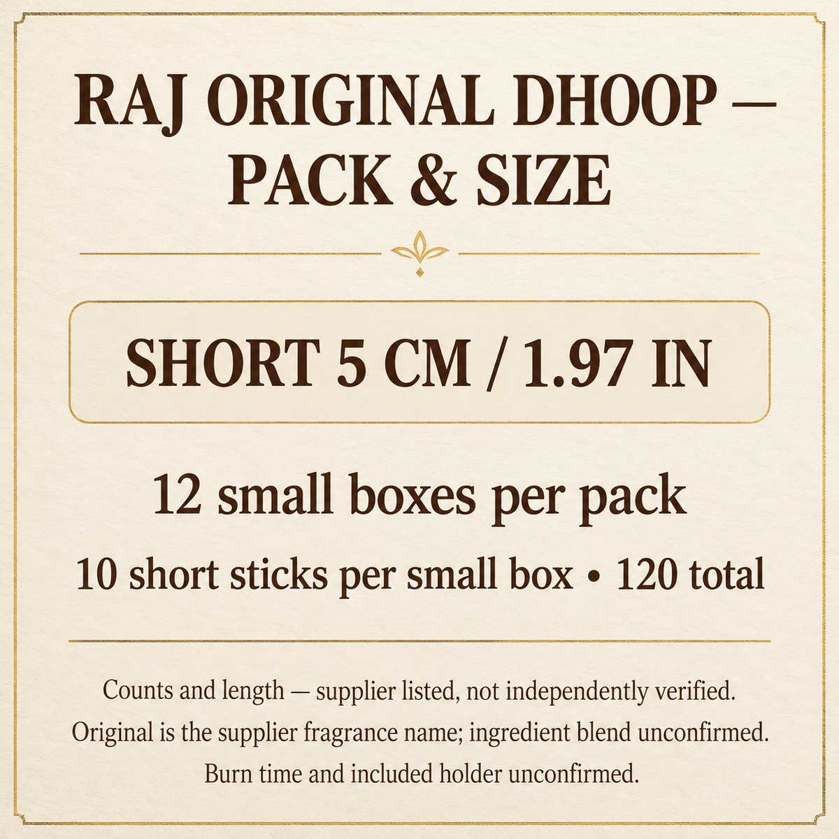 Packaging and size guide