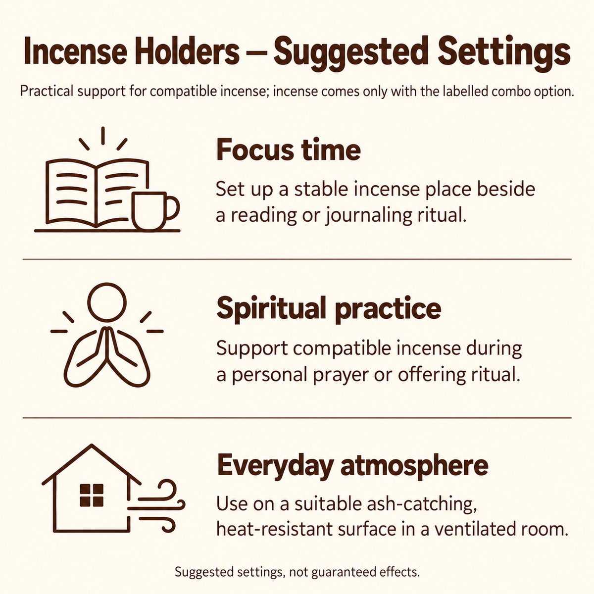 Holder function and focus, spiritual practice, everyday suggested settings