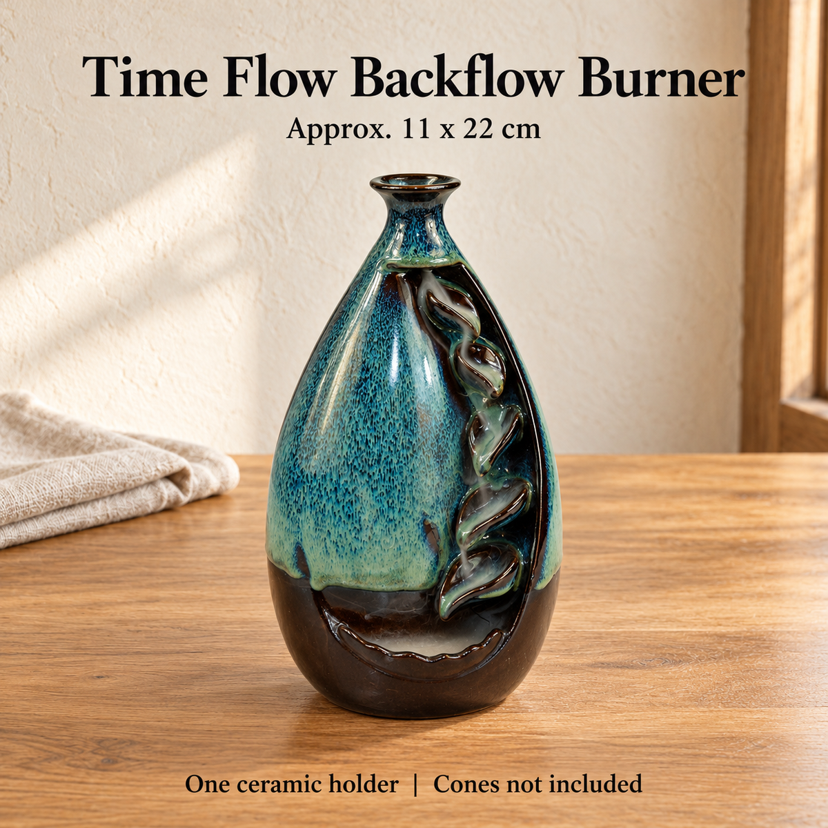 Time Flow Backflow Burner — One ceramic holder | Cones not included