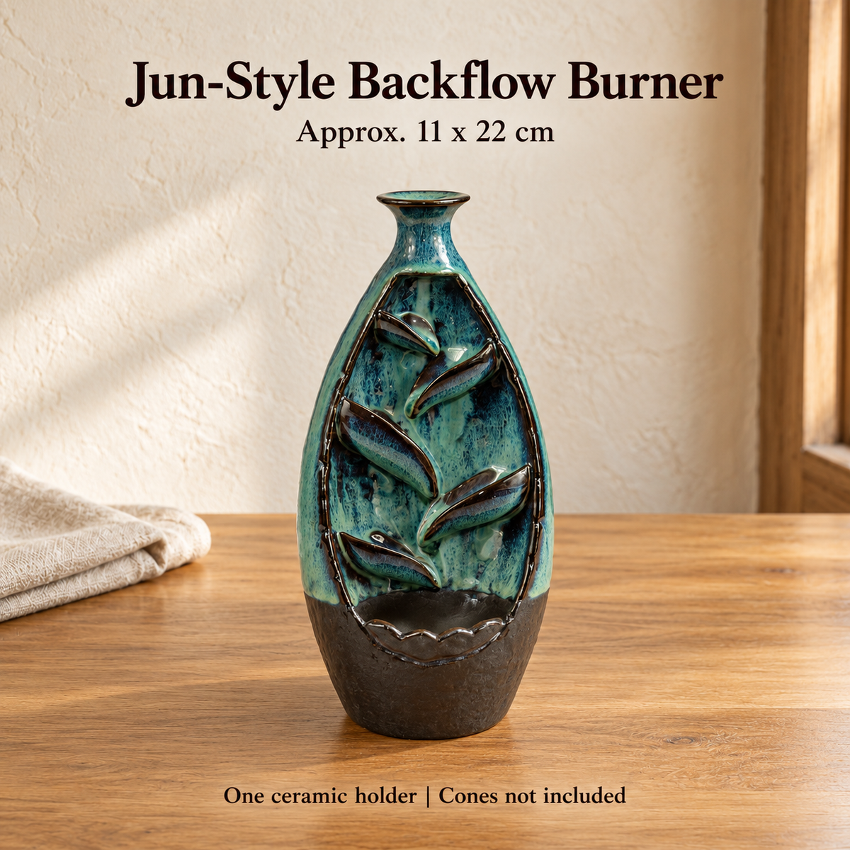 Jun-Style Backflow Burner — One ceramic holder | Cones not included