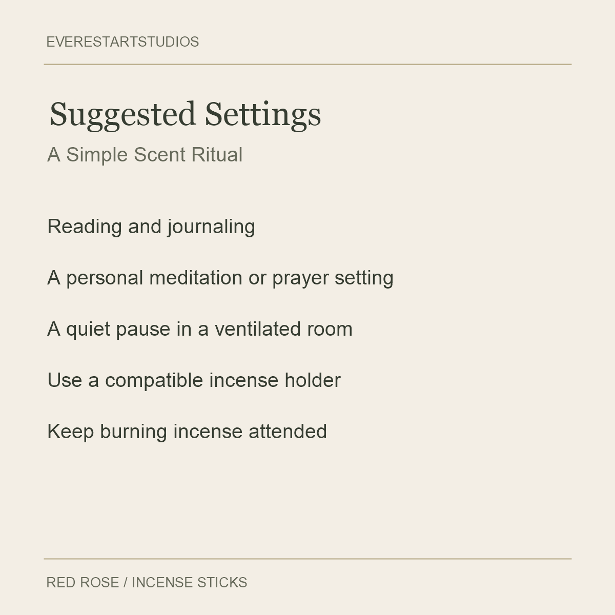 HEM Red Rose Incense Sticks — Suggested Settings