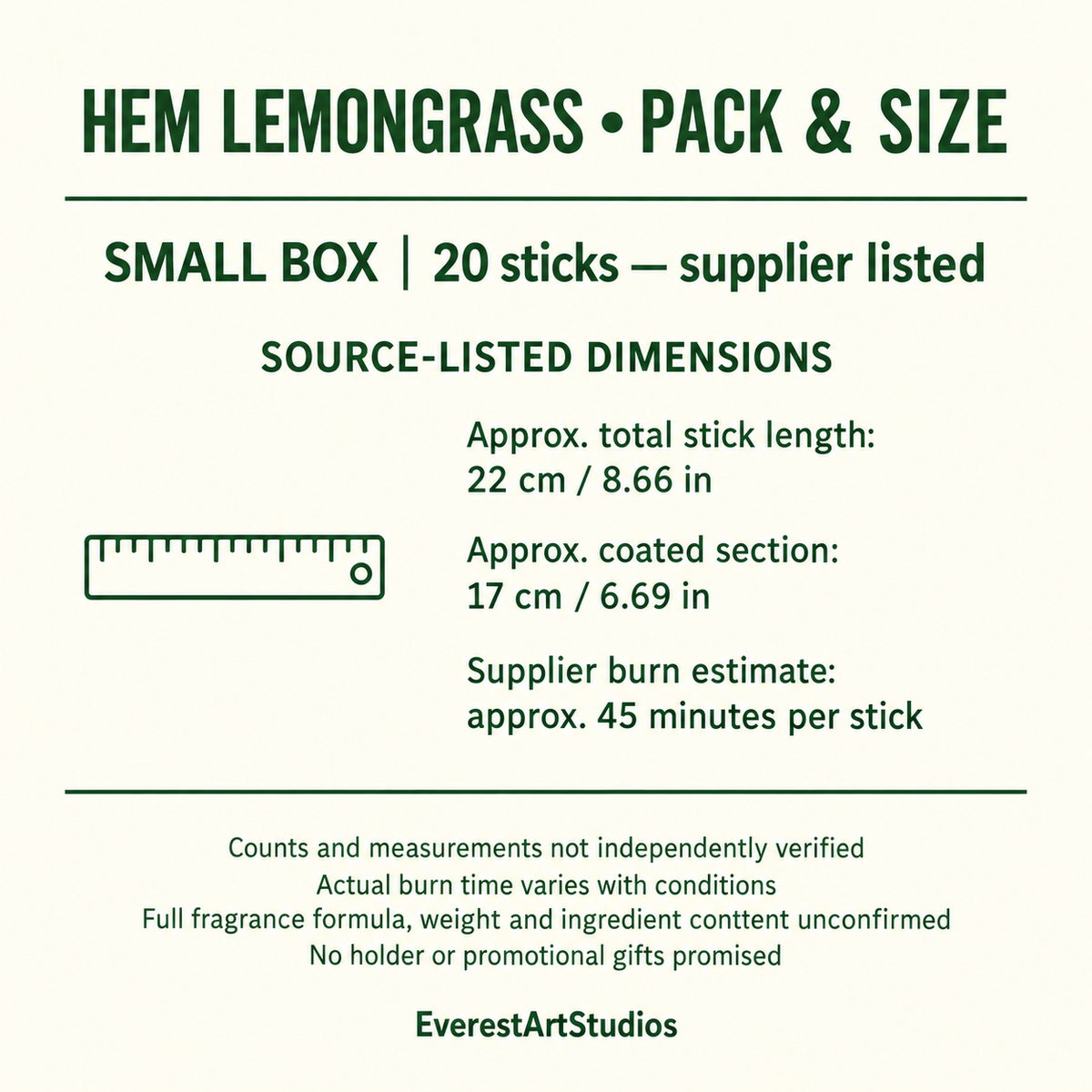 Lemongrass pack and size guide