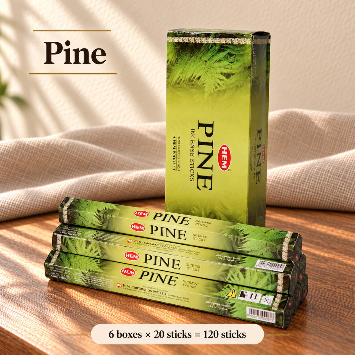 TB638749526507-40 | Pine | 6 boxes × 20 sticks = 120 sticks