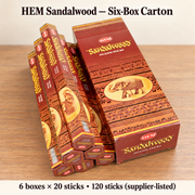 Sandalwood /6-Box Carton /120 Sticks brown/gold original HEM packaging