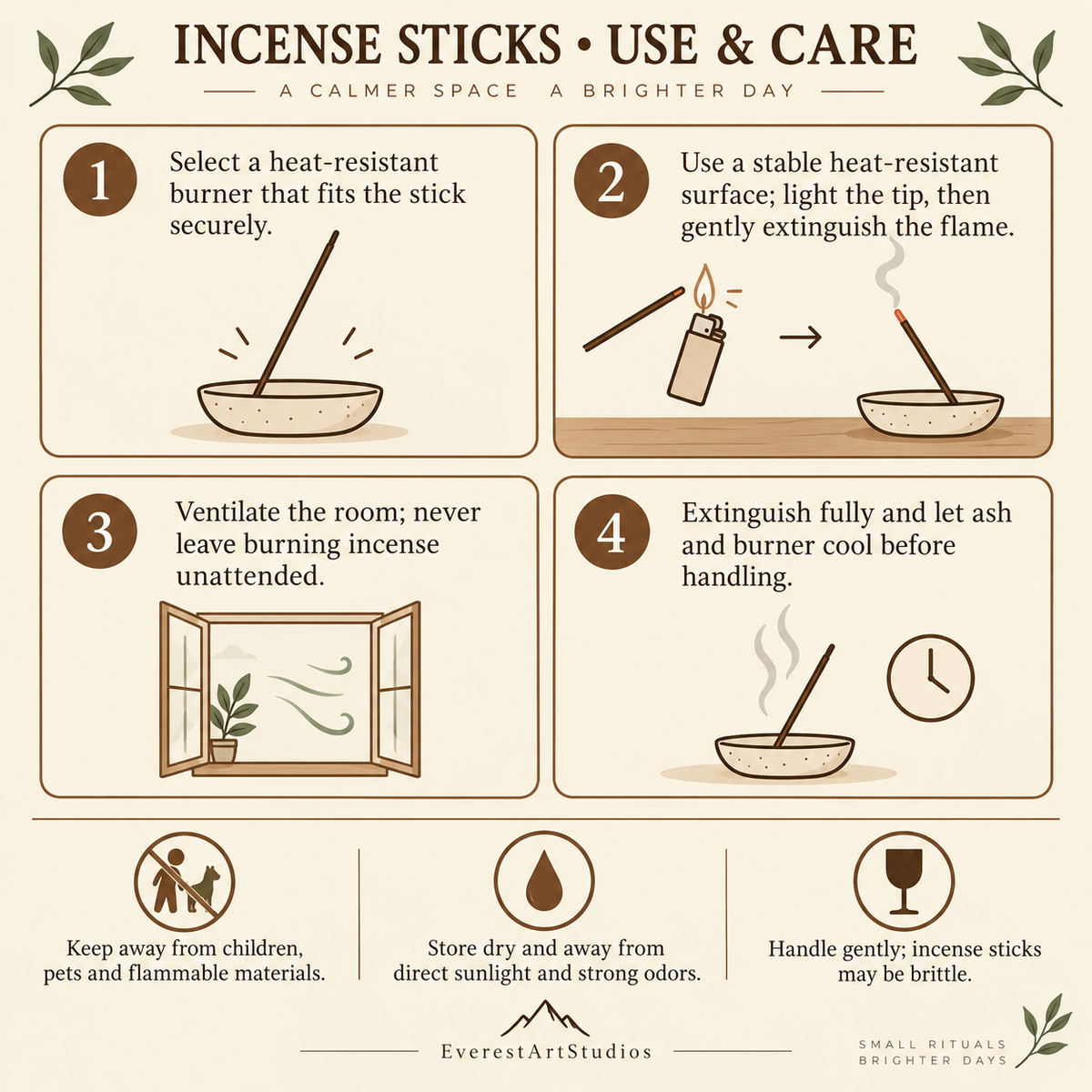 Incense stick use and care