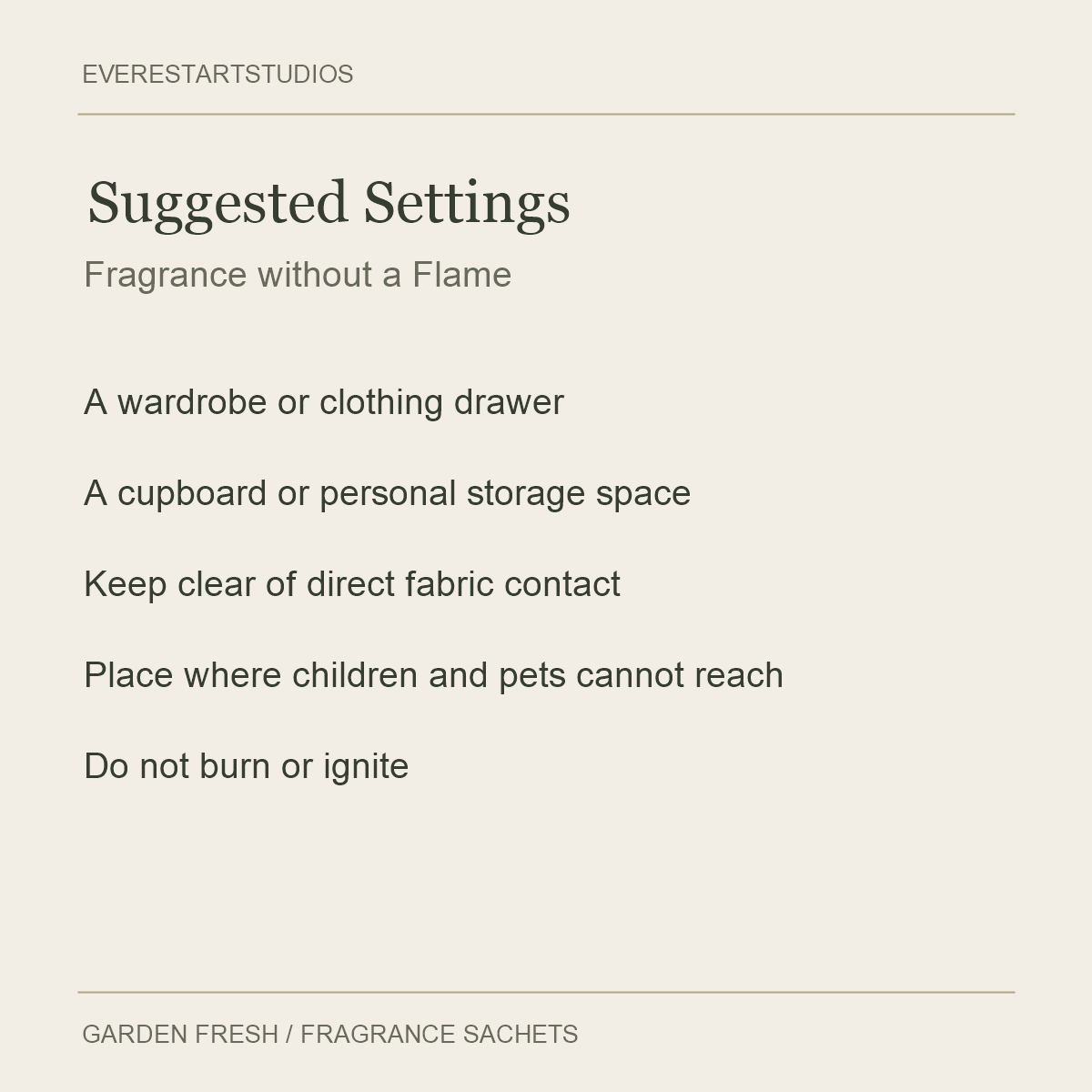 Garden Fresh fragrance sachets — uses