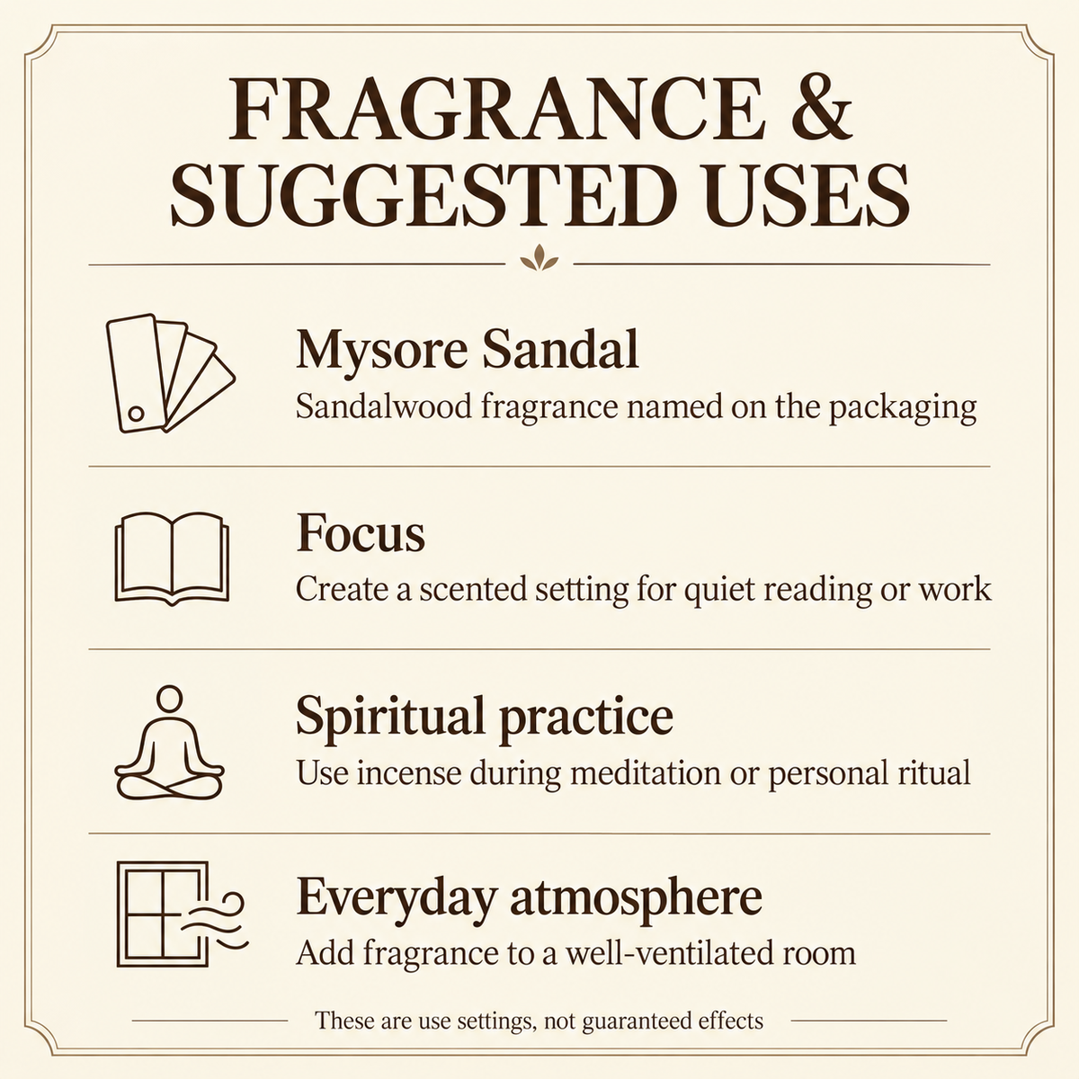 Mysore Sandal Incense — 20-Stick Small Box — uses
