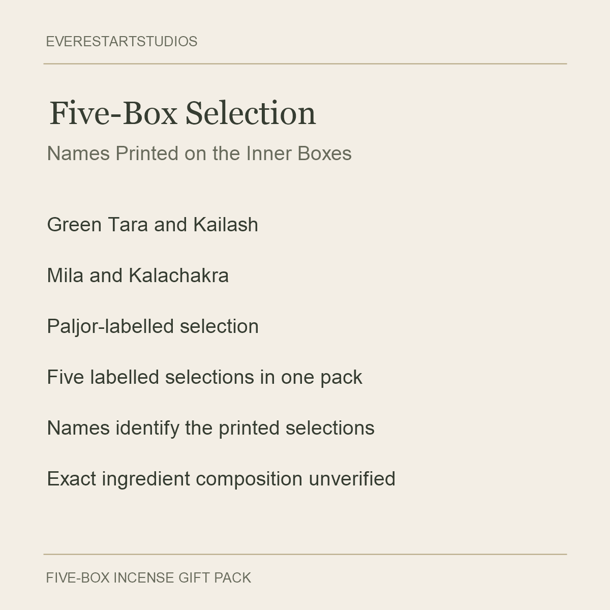 Green Tara Incense Gift Pack — Five-Box Selection