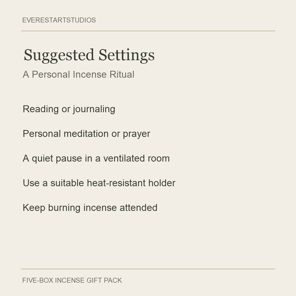 Green Tara Incense Gift Pack — Suggested Settings
