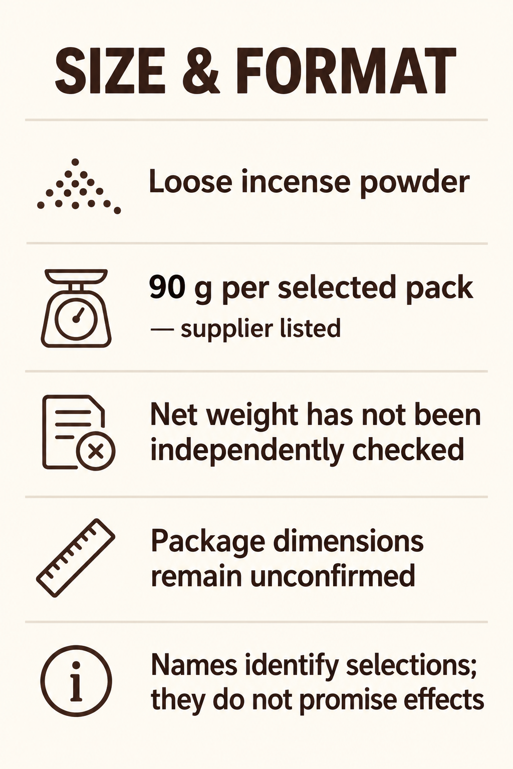 Bhutanese-Labeled Incense Powder — 14 Ritual Selections, 90 g — size