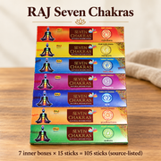 RAJ Seven Chakras Incense Set — Seven Boxes, 105 Sticks | variant-01